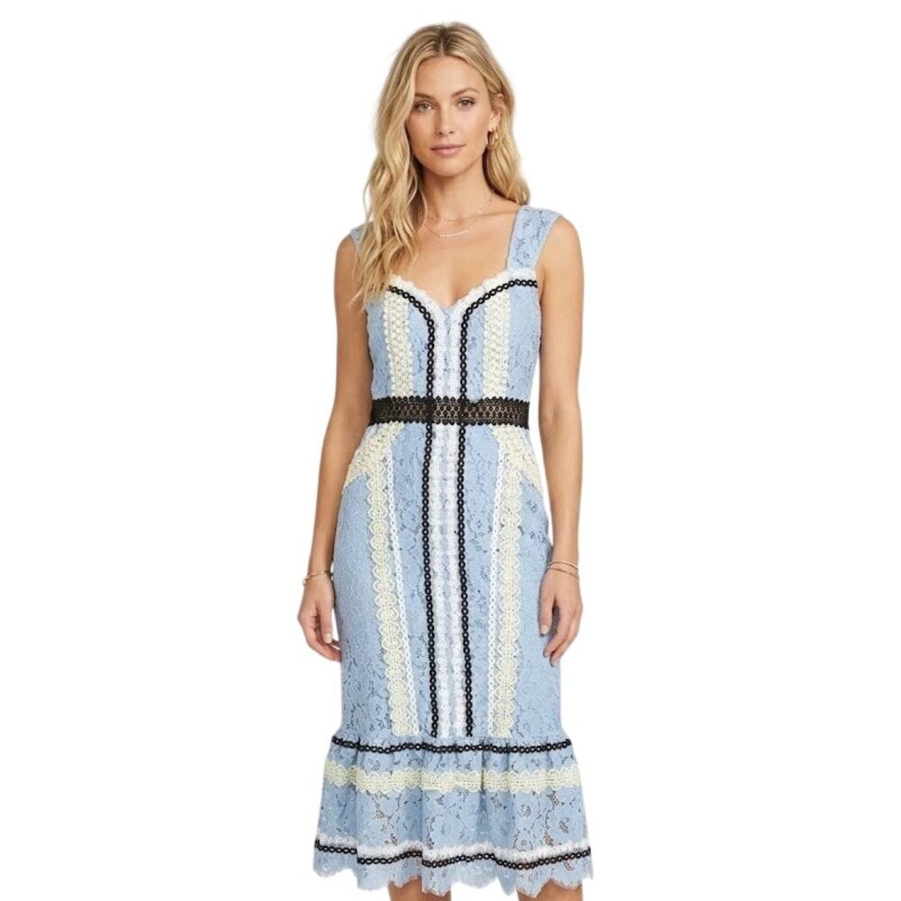 Anthropologie Foxiedox Blue Lace Alice Midi Dress in Light Blue NWT Size S